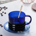 Farbige Glas -Teetassen mit Griff für Zuhause